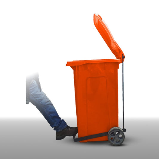 240L Wheelie Bin with Foot Pedal - Orange